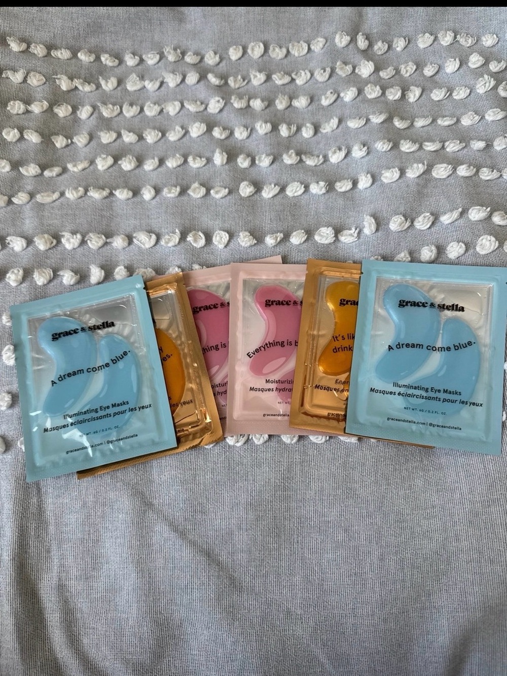 grace & stella Blue, Pink & Gold Under-Eye Mask Trio